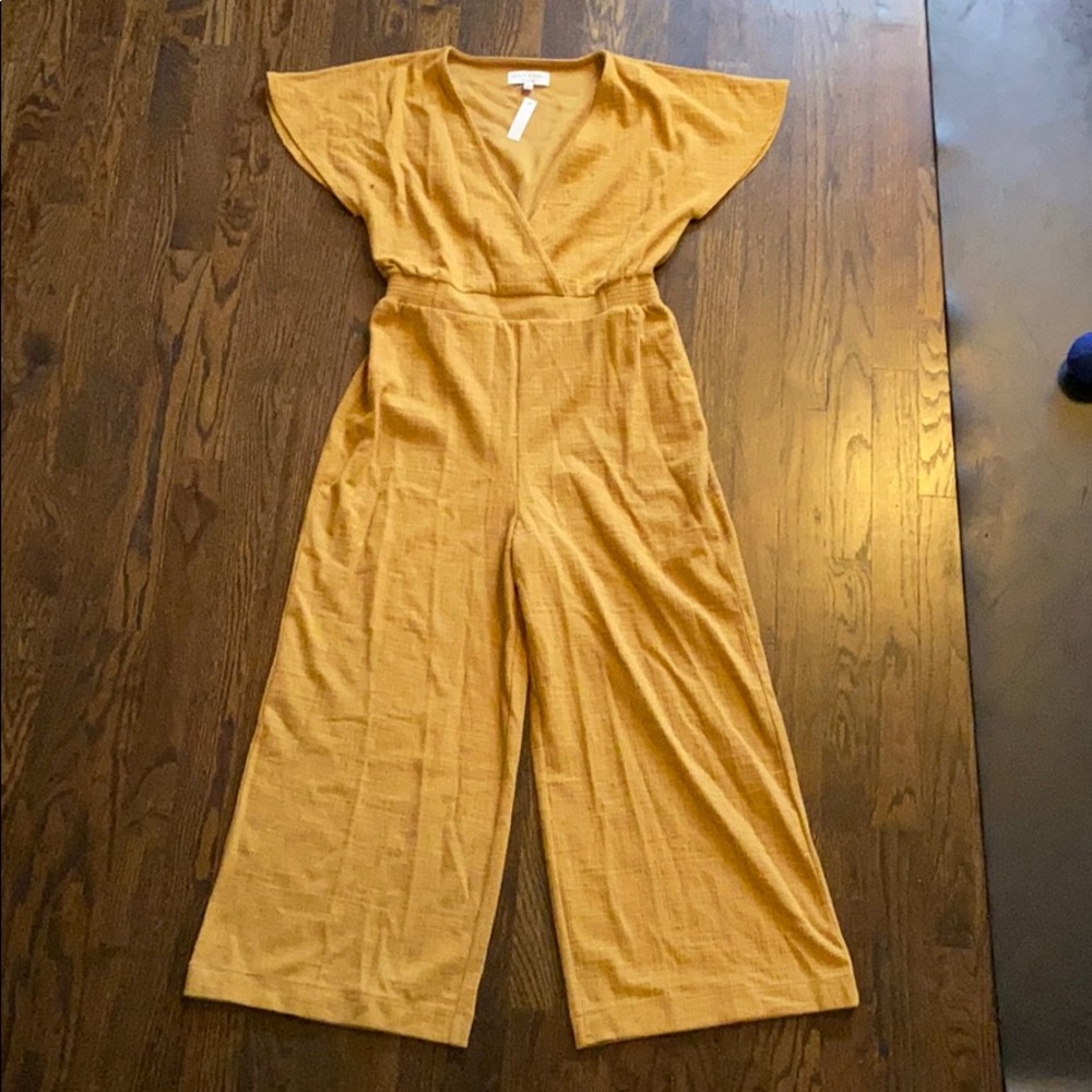 Gold short sleeve jumpsuit